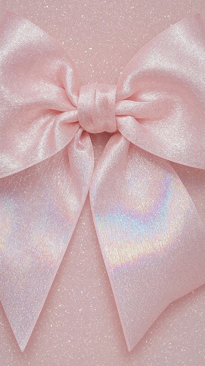 Ethereal Iridescent Bows: Vintage Girly iPhone Wallpaper