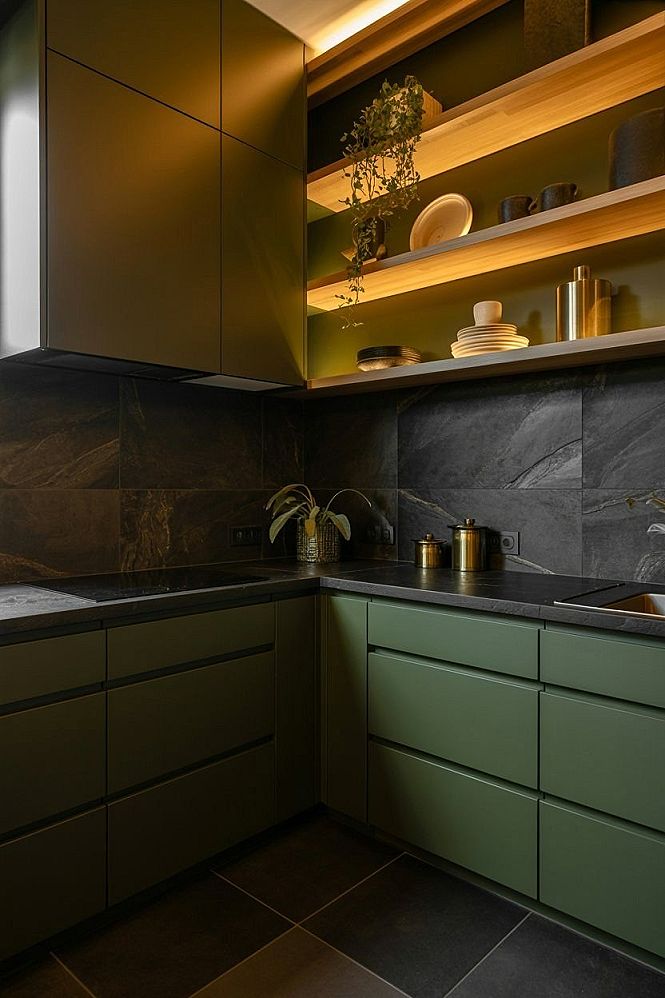 Contemporary Green Kitchen Cabinets: Bold Design for Organized Homes
