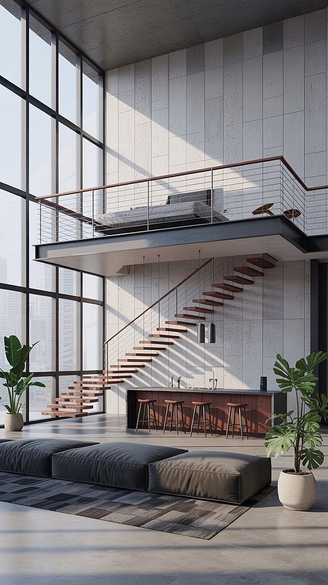 Sleek Modern Loft House Design Ideas for Open Spaces