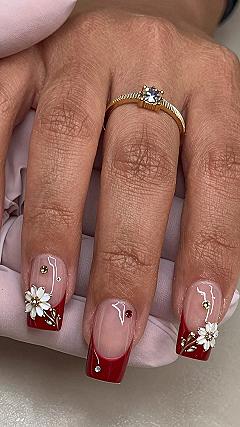 Maintaining Burgundy French Tips with Rhinestones and Charms