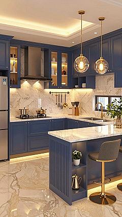 Keeping Blue Cabinetry and Marble Counters Looking Spotless