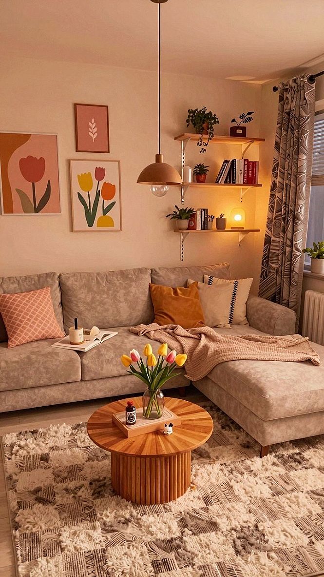 Adding Bright Floral Wall Art and Accent Pillows