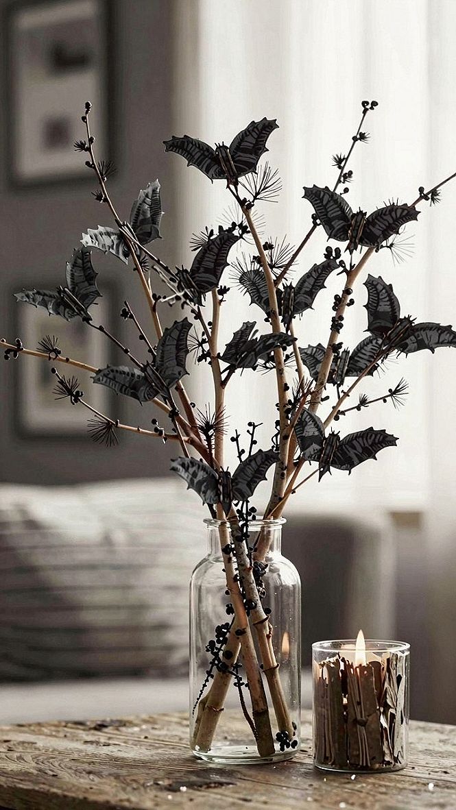 Hanging Bat and Twig Wall Displays for Halloween