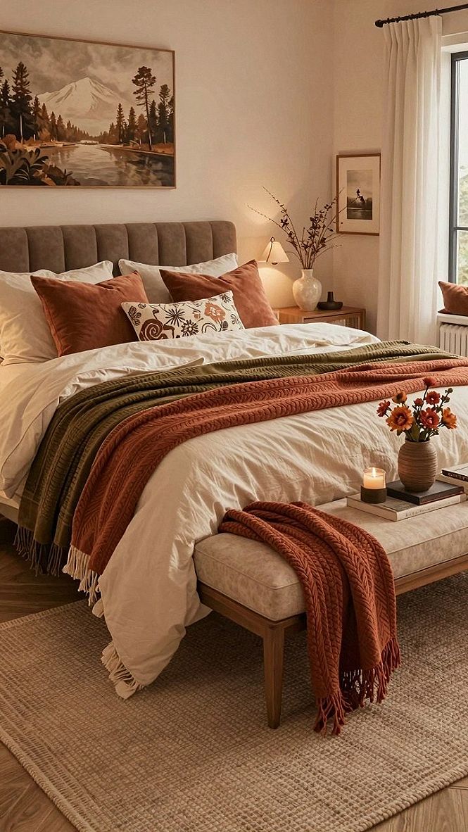 Incorporating Cozy Autumn Textiles and Blankets