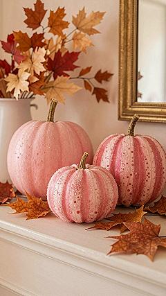 Arranging Pink Pumpkins and Fall Leaves for Porch Displays
