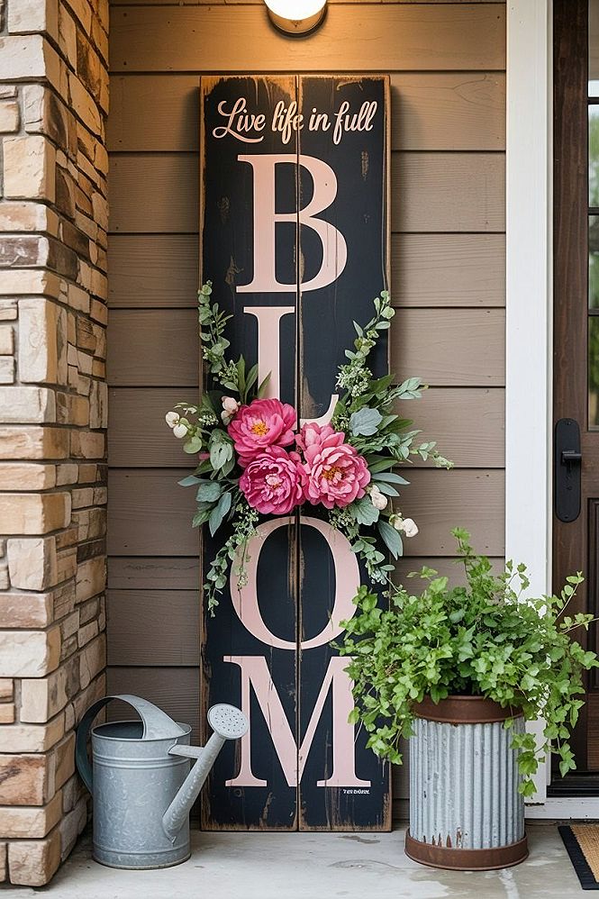 Charming 'Bloom' Sign: Modern Farmhouse Garden Decor & Porch Ideas