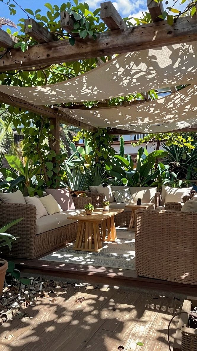 Adding Fabric Shade Sails for Soft Filtered Light