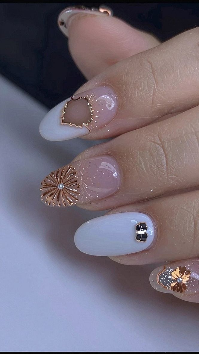 Metallic Charm Accents for Halloween Nails