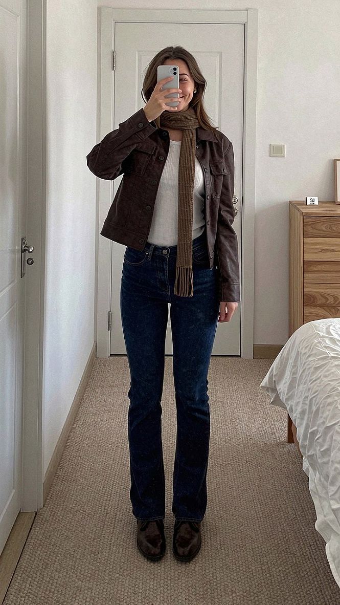 Adding a Knit Scarf to Your Leather Jacket and Denim