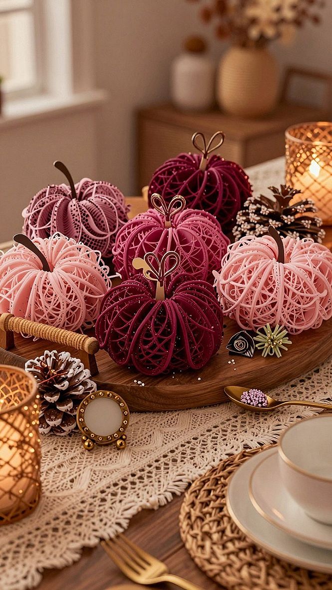 Incorporating Wire and Yarn Pumpkins Into Porch Decor