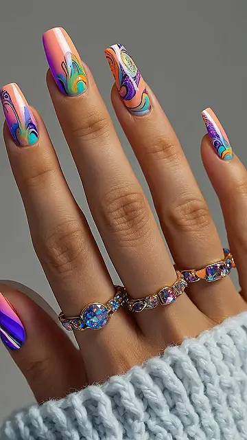 Cosmic Swirls: November’s Celestial Nails
