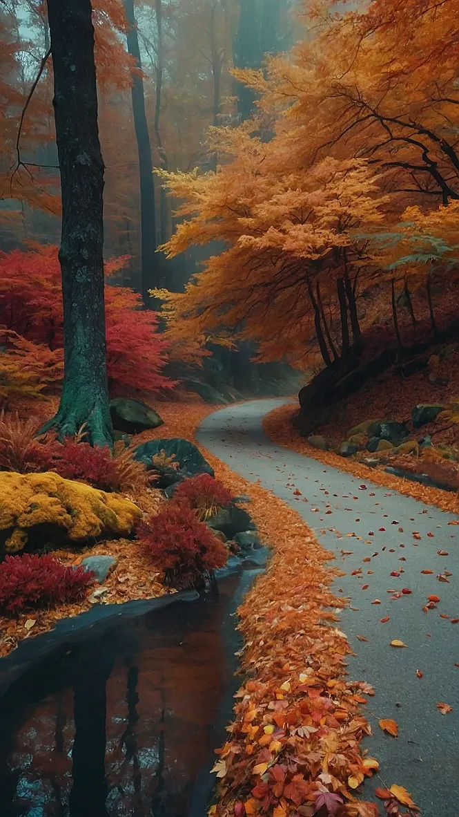 Misty Autumn Trails: