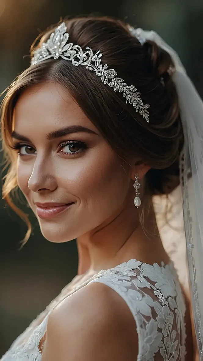 Sure Here are 15 unique title ideas for displaying images of wedding hairstyles with veil ideas