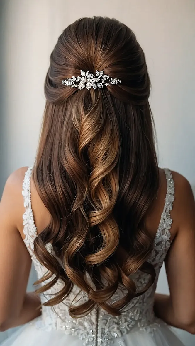 Creative Half Up Half Down Wedding Hair Ideas for Stylish Brides