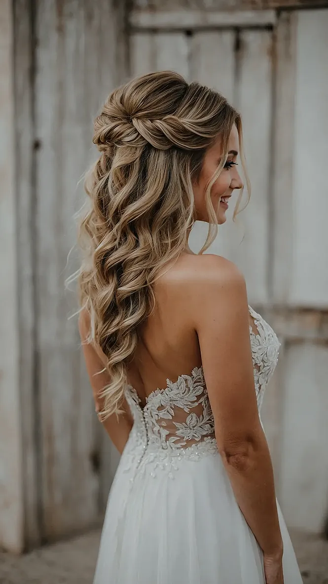 Golden Crown Wedding Hair