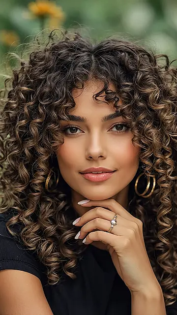 Reigning Curls, Styled Bangs