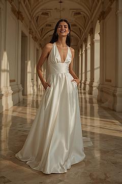 Elegant Silk A-Line Wedding Dress: Timeless Bridal Style
