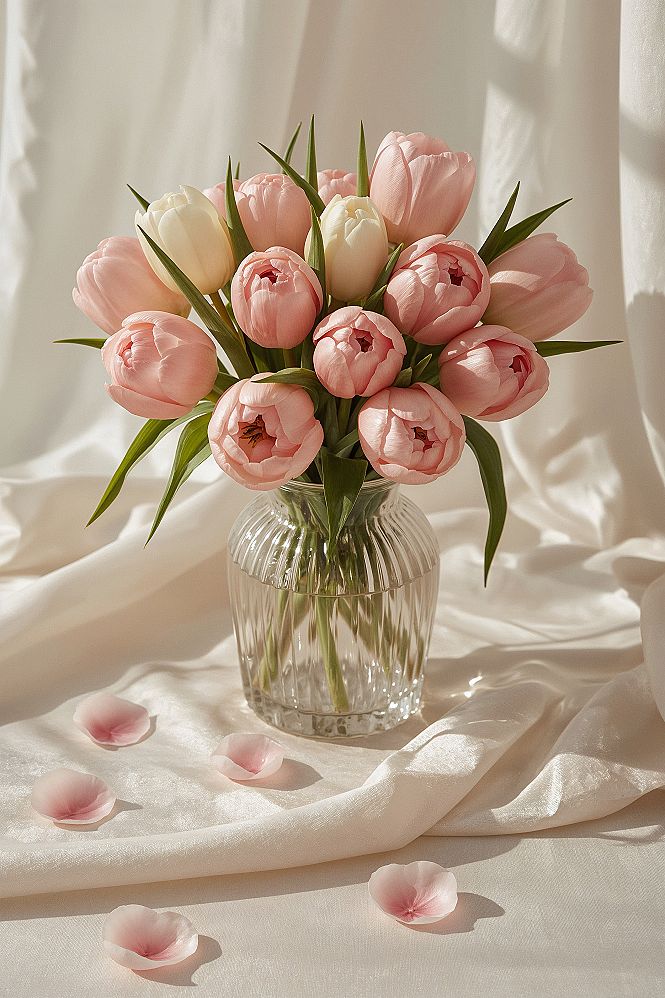 Dreamy Pink & White Tulips iPhone Wallpaper for Spring Aesthetics