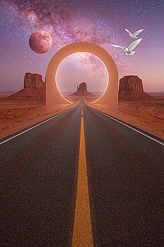 iPhone 4K Wallpapers: Surreal Pink Night Sky Archway HD