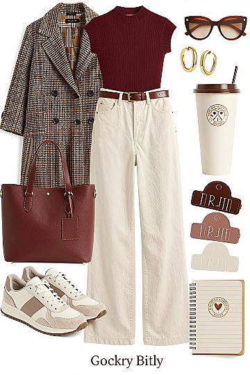 Styling Cream Denim With Rich Burgundy Layers