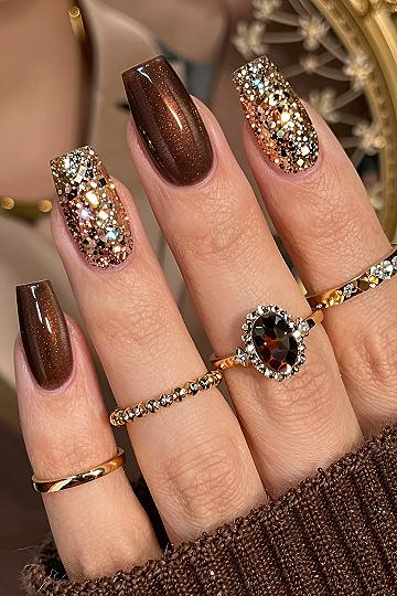Why Chocolate Brown Nails With Glitter Accent Nails Work So Well