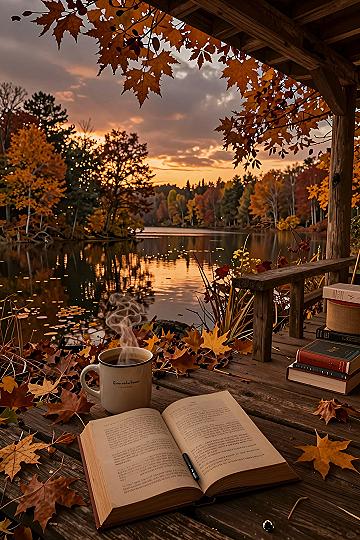 Setting Up Your Morning Porch Autumn Phone Wallpaper