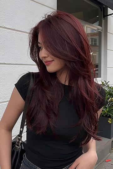 Adding Deep Burgundy Tints To Natural Brown Hair
