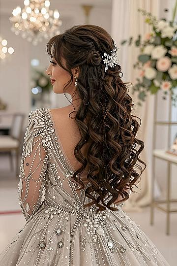 Half Up Half Down Curls For Your Wedding Reception