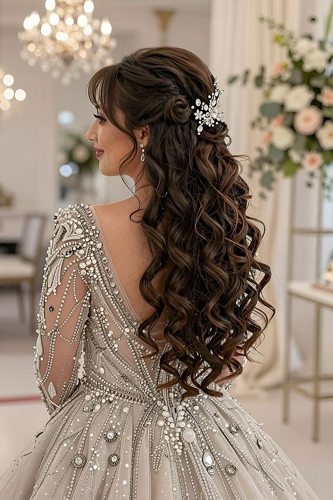 Half Up Half Down Curls For Your Wedding Reception
