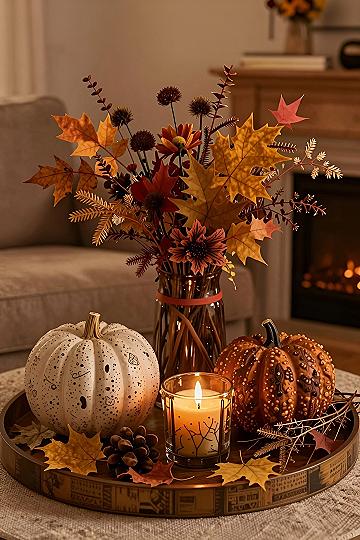 Styling A Simple Autumn Tray Centerpiece For Your Coffee Table