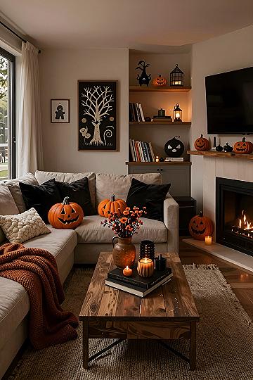 Adding Carved Pumpkins to Your Living Room