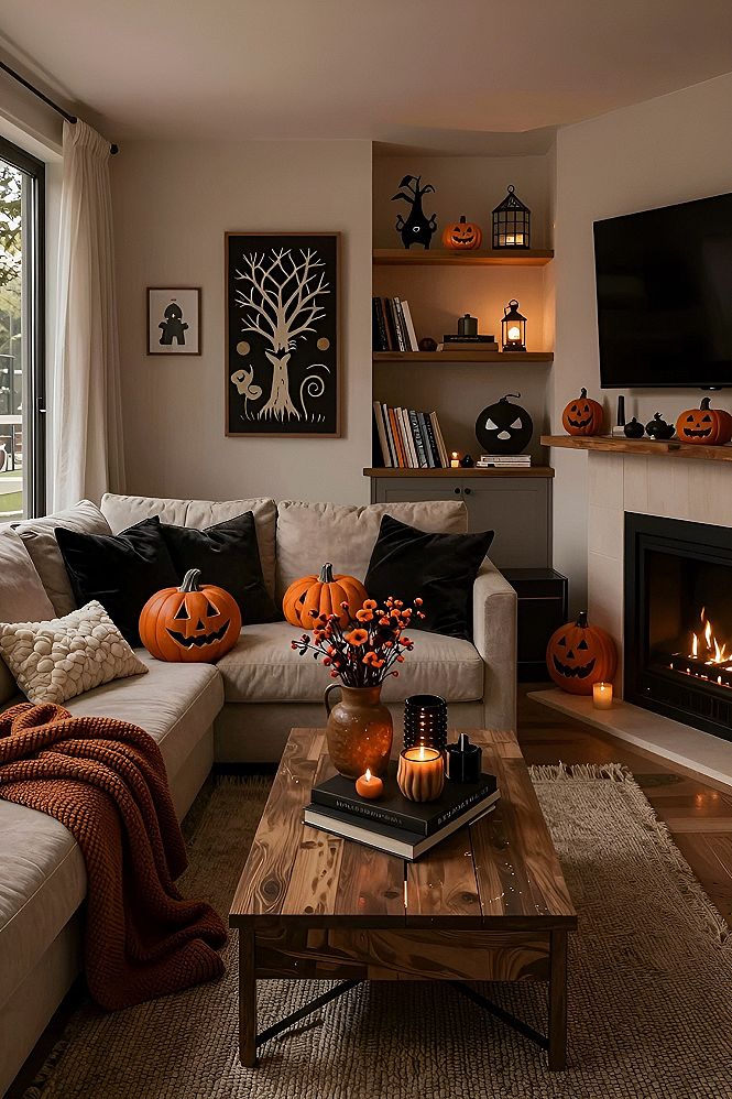 Adding Carved Pumpkins to Your Living Room