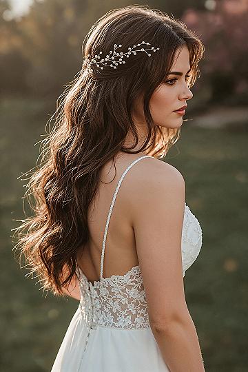 Elegant Half-Up Half-Down Bridal Hair with Chic Accessories