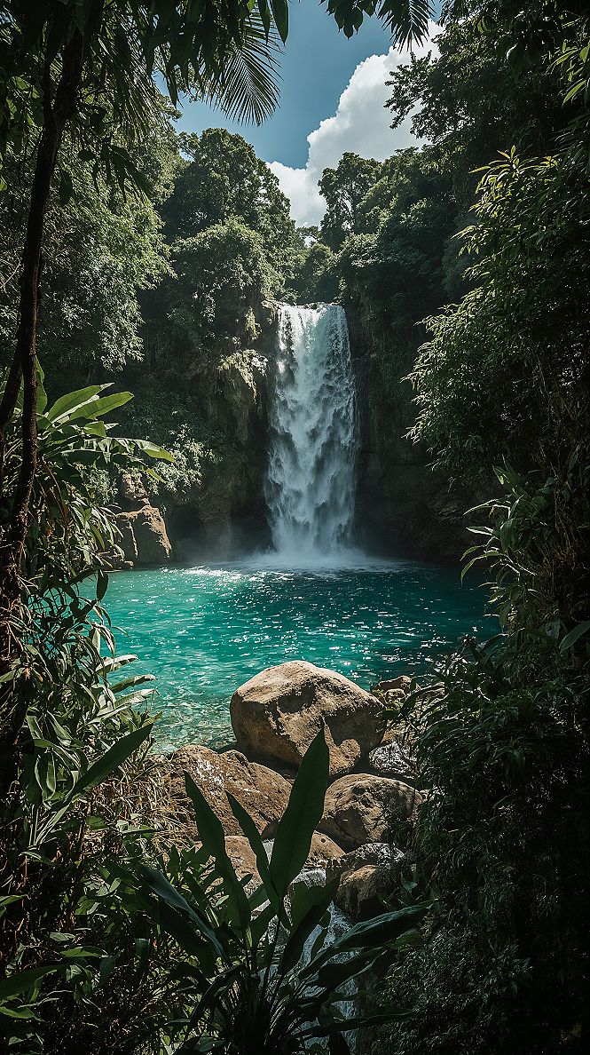 Lush Jungle Waterfalls: Breathtaking 4K Aesthetic Scenery