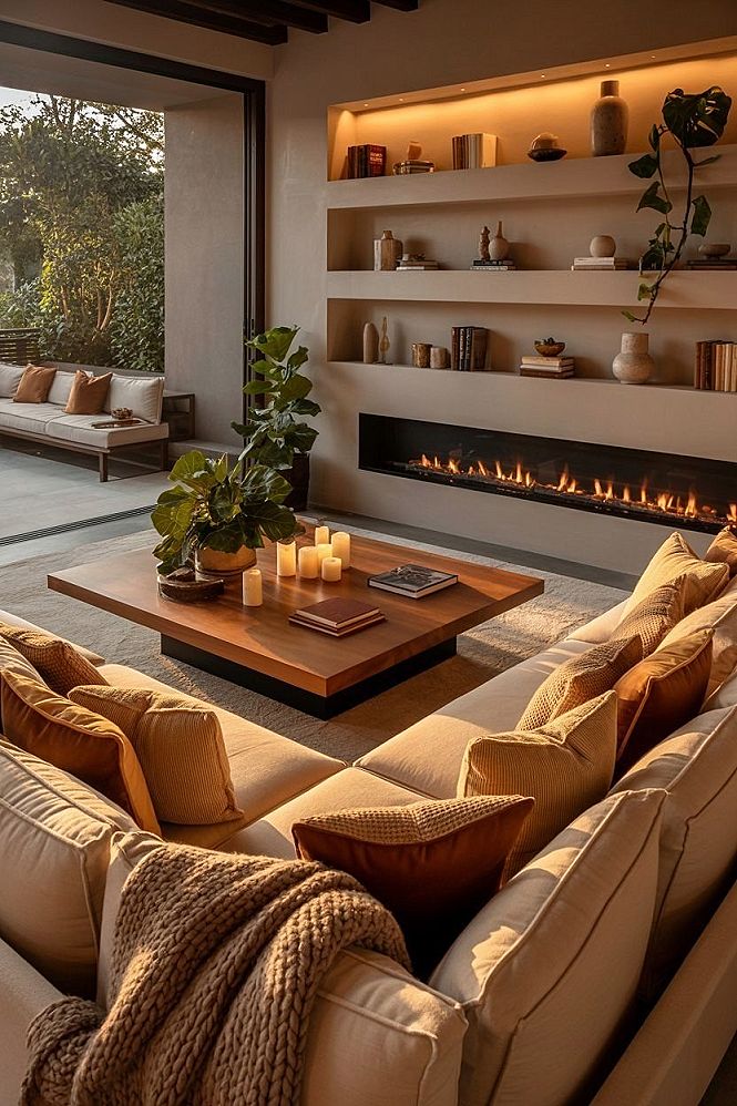 Cozy Living Room with Fireplace: Aesthetic & Warm Interior Ideas