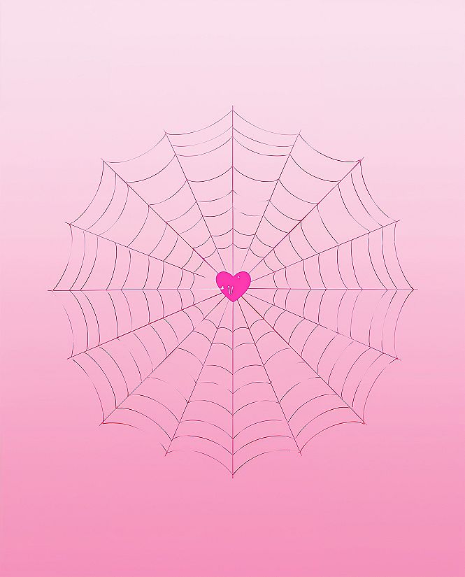 Sparkly Pink Spiderweb Heart: The Cutest Aesthetic Phone Wallpaper