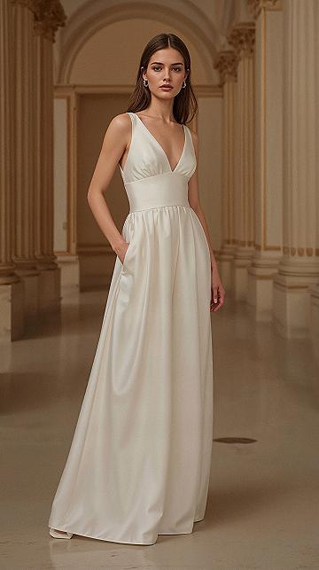 Elegant Satin A-Line Wedding Dress: Timeless Bridal Sophistication