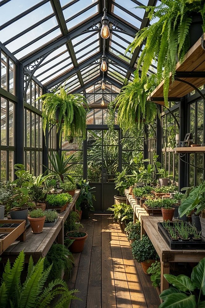 Eco-Friendly Greenhouse Interior: A Lush Plant Lover's Paradise