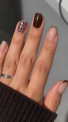 Mixing Animal Print Art with Fall Brown Polish