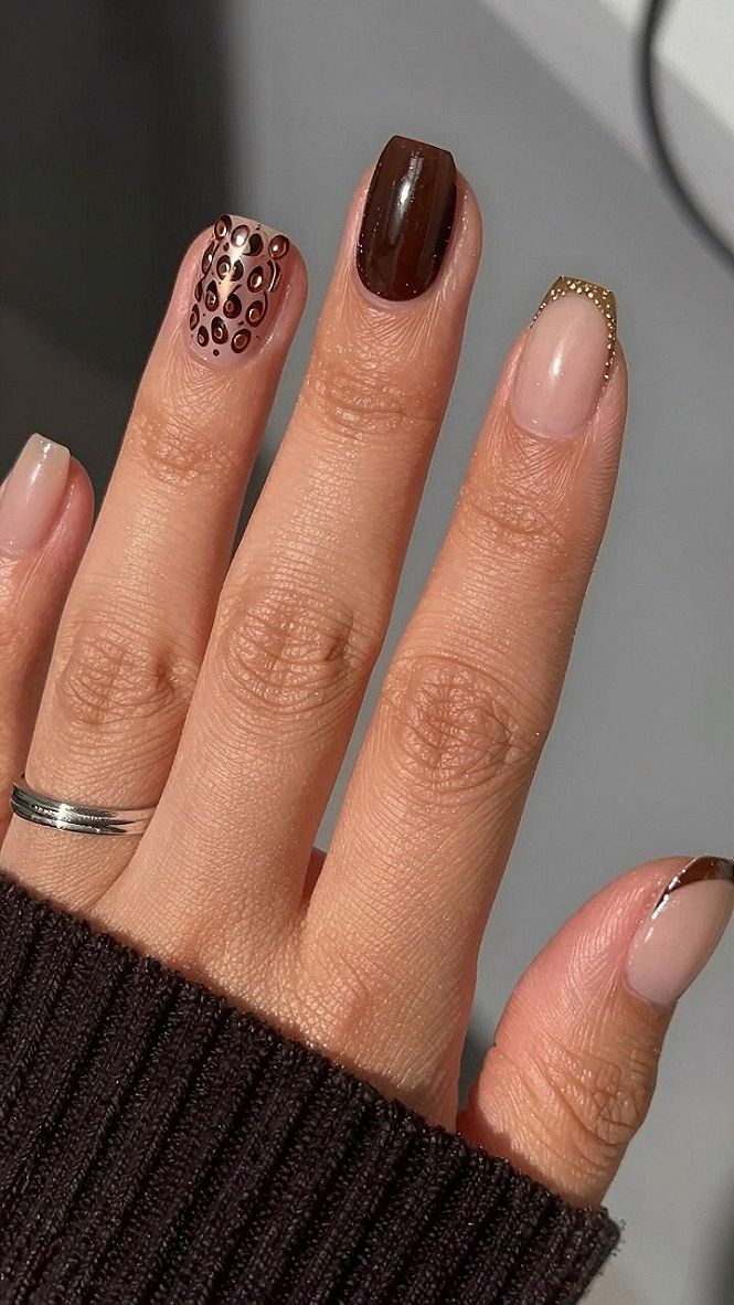 Mixing Animal Print Art with Fall Brown Polish