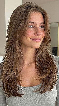 Boosting Mid Length Volume with Soft Curtain Bangs