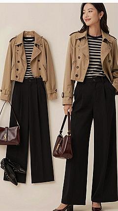 Pairing Cropped Jackets With High Waist Trousers For Autumn