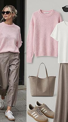Styling an Olive Green Sweater with Casual Pants and Sneakers