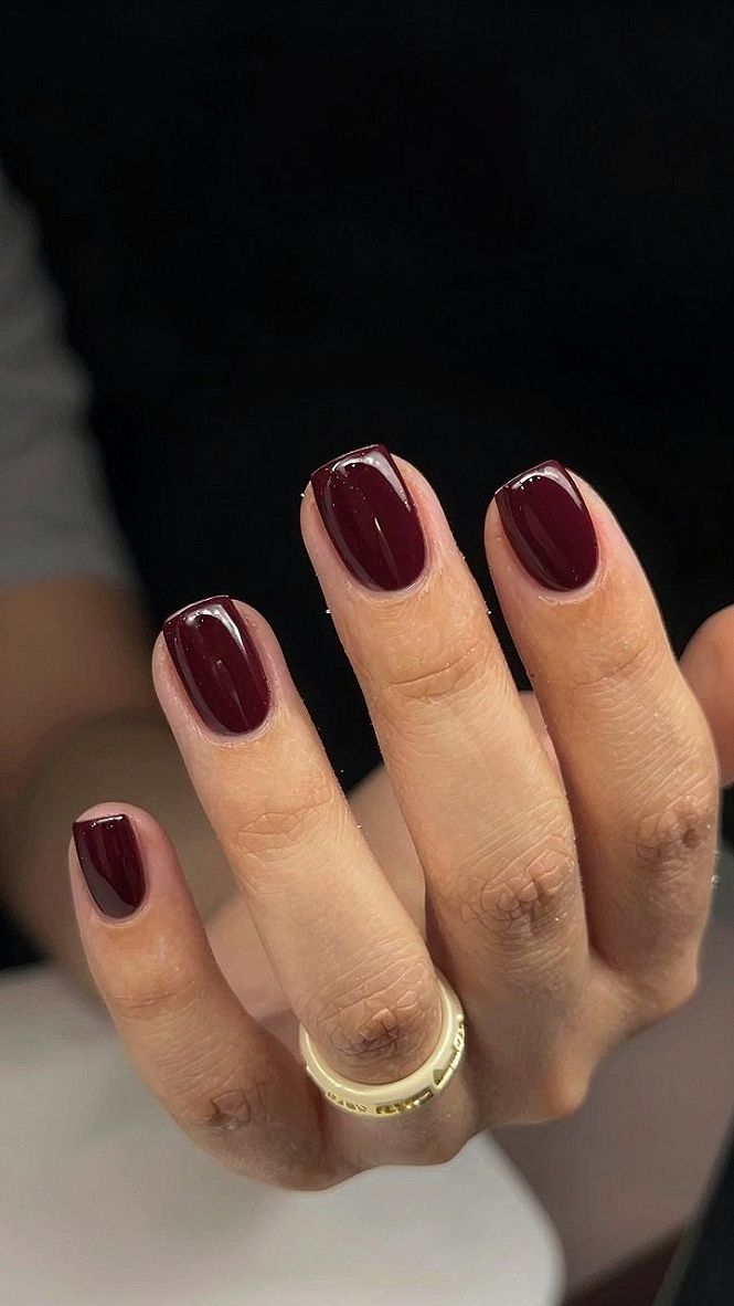 Rich Deep Brown Solid Nails for Fall