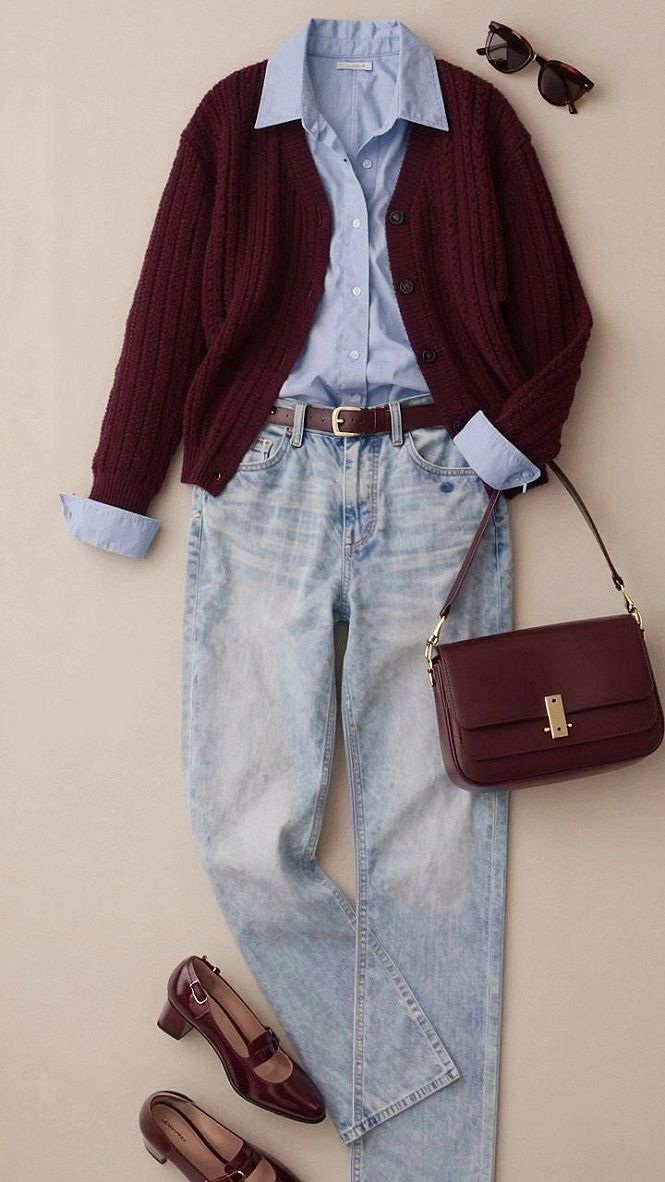 Layering a Cardigan Over a Button-Down Shirt for Work