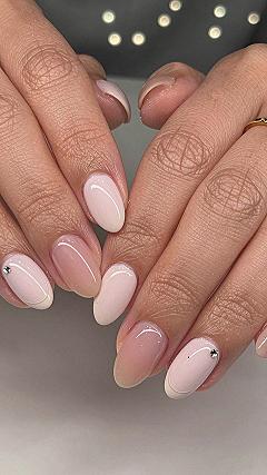 Minimalist Dot Accents on Short Neutral Nails