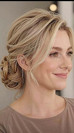 Loose Textured Low Chignon with Braided Detail