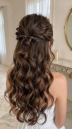 Twisted Crown Curls For A Stunning Reception Style