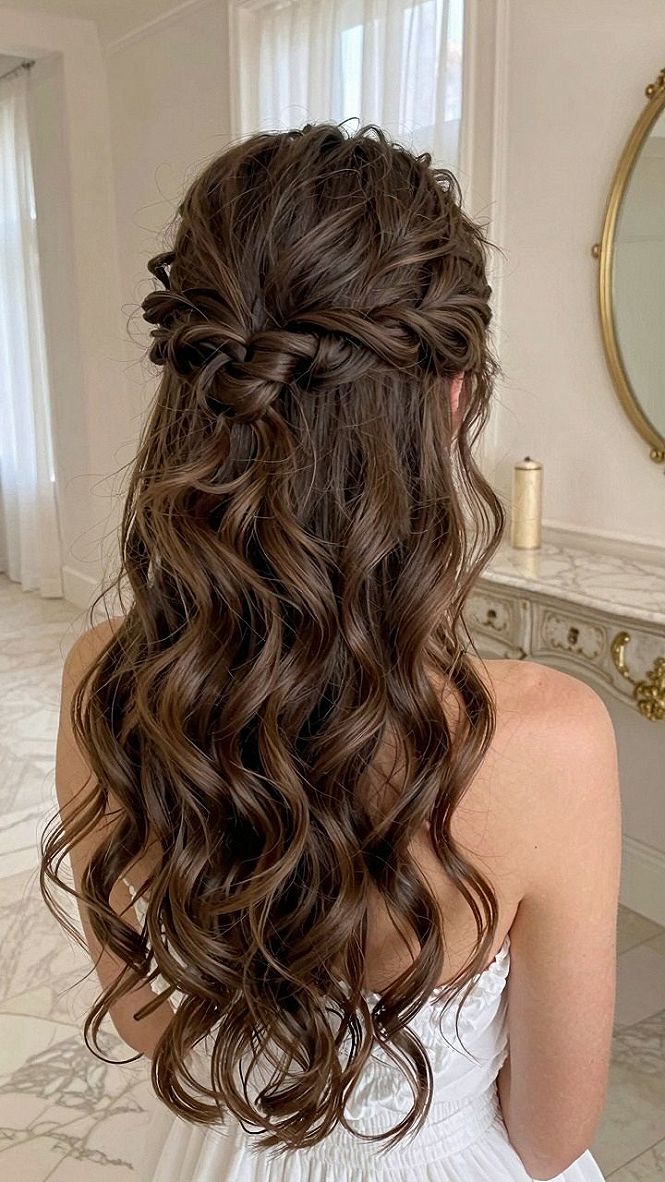 Twisted Crown Curls For A Stunning Reception Style
