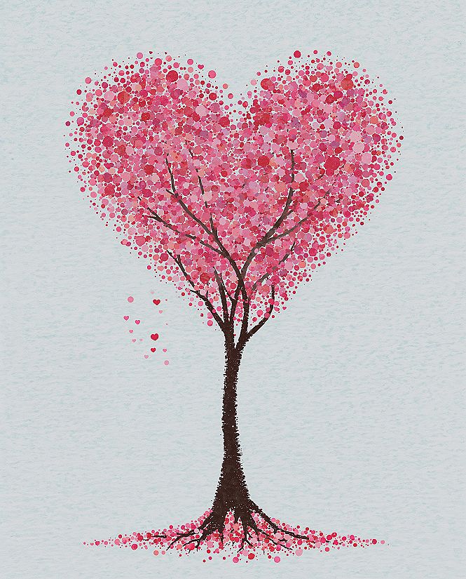 Easy Valentine's Art: DIY Glitter Tree & Heart Painting Wallpaper